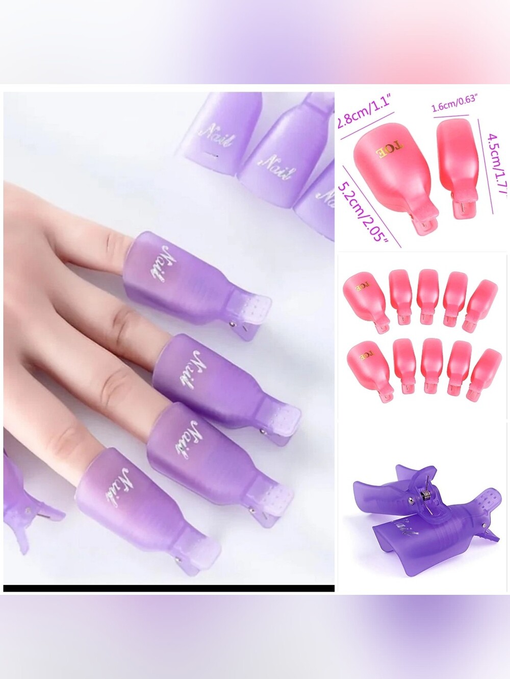 20 Pcs Gel Nail Polish Remover Clips Soak Off Caps for Easy Manicure Pedicure